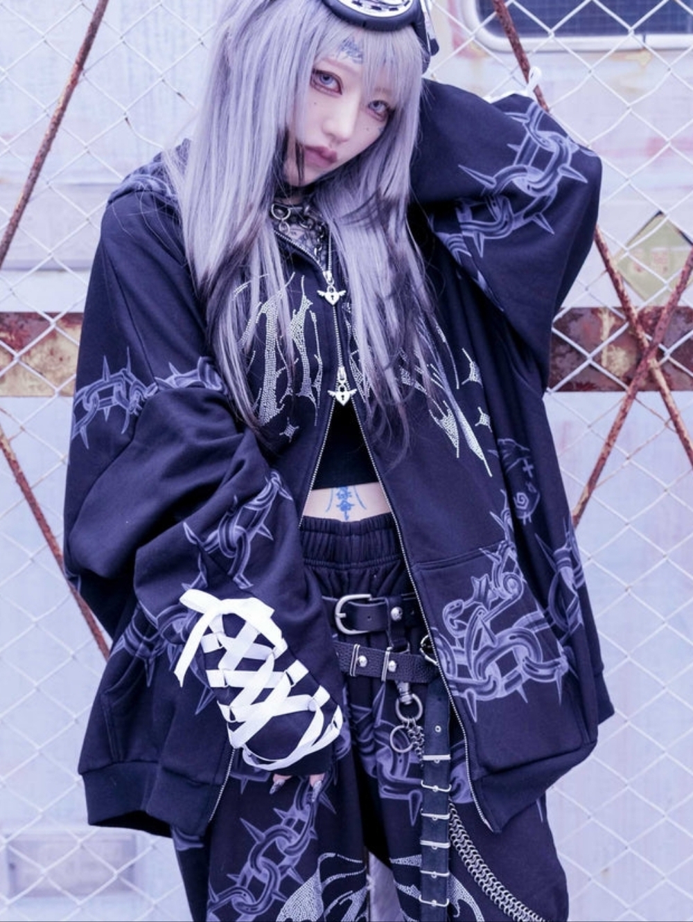 Laura Anunnaki X Invasion Club Death Kiss Chain Hoodie